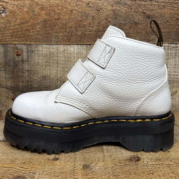 Dr. Martens Devon Heart Leather Platform Ankle Boots Booties White Size 7 - Picture 6 of 13